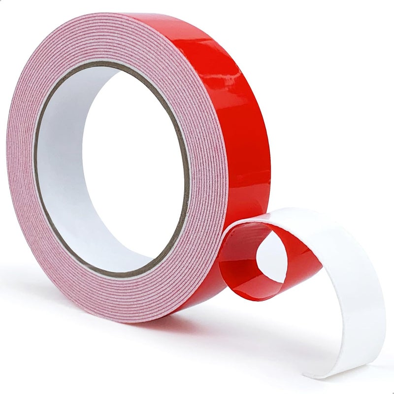 MOJOTORY Double Sided Foam Tape, Super Strong Holds Firmly, Shock Absorption, Easy Peel Red Liner, No Residue Mounting Tape for Lightweight DIY, Pictures & Home Decor (1 in x 16.5 Ft) - Image 1